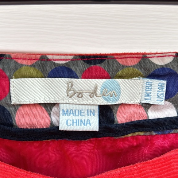 Boden red corduroy mini skirt - Picture 3 of 3